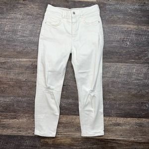 Pilcro and the Letterpress White slim leg high-rise distressed jeans 26P